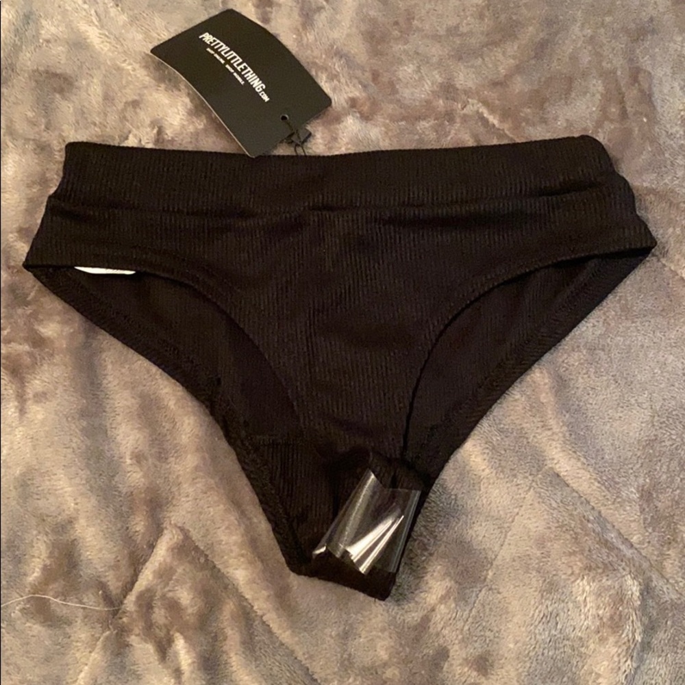 Pretty Little Thing Black Ribbed Thong